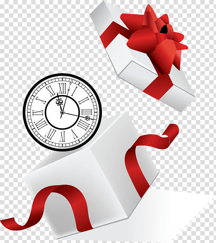 Cartoon Clock, Gift, Box, Decorative Box, Shoelace Knot transparent background PNG clipart