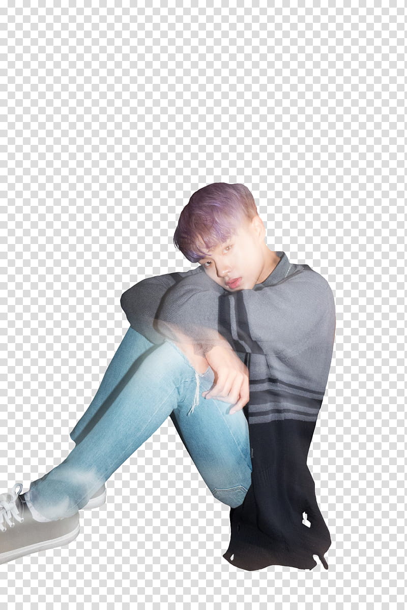 WANNA ONE NOTHING WITHOUT YOU, man wearing black and gray cardigan and blue denim jeans transparent background PNG clipart