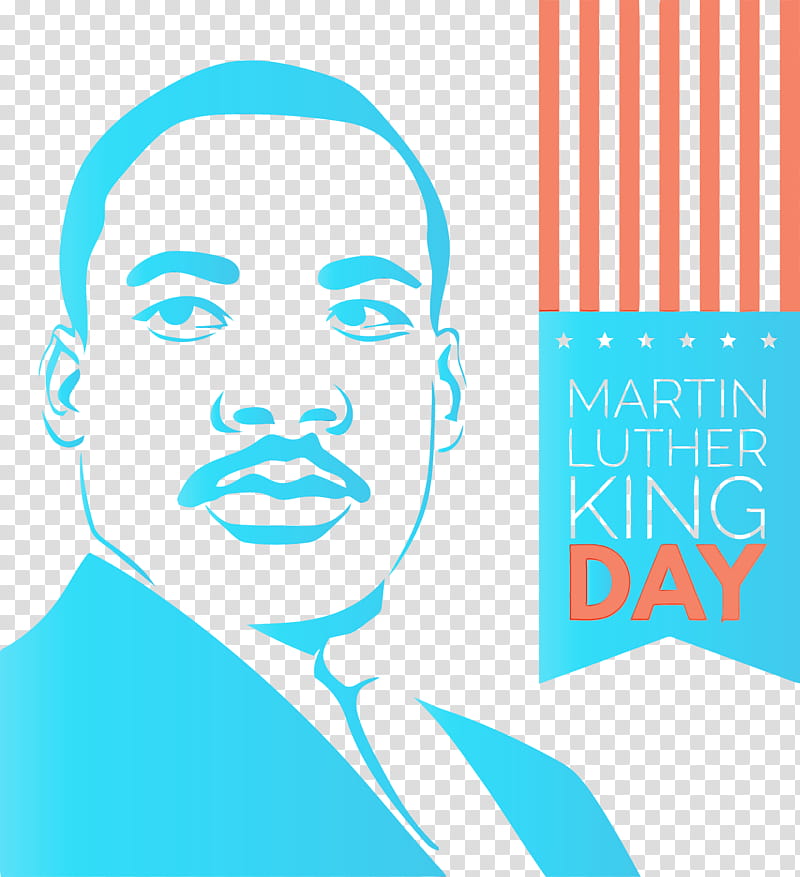 face head text turquoise line, Martin Luther King Jr Day, Mlk Day, King Day, Watercolor, Paint, Wet Ink, Teal transparent background PNG clipart