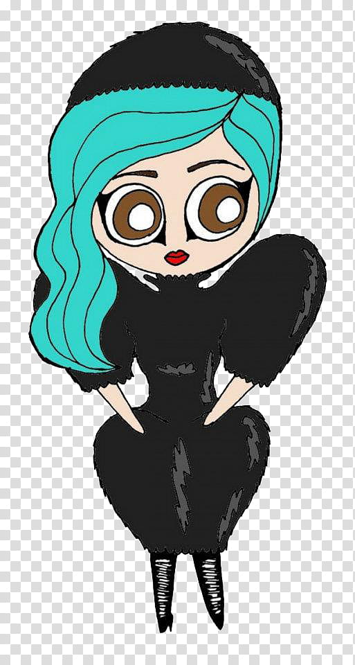 Caricaturas Lady Gaga, black and teal of a woman transparent background PNG clipart