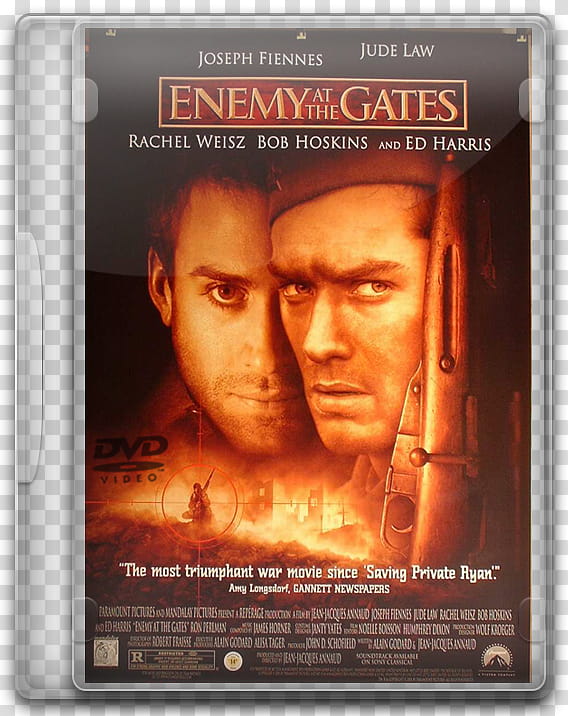 DVD movies icon, ENIMY, Enemy at the Gates DVD case transparent background PNG clipart