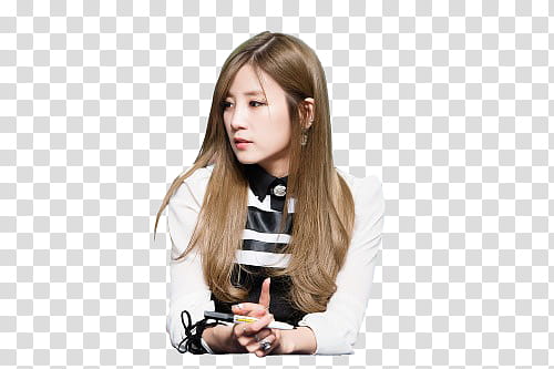 RENDER APINK Chorong at Boramae Fansign, woman wearing white and black blazer looking side view transparent background PNG clipart