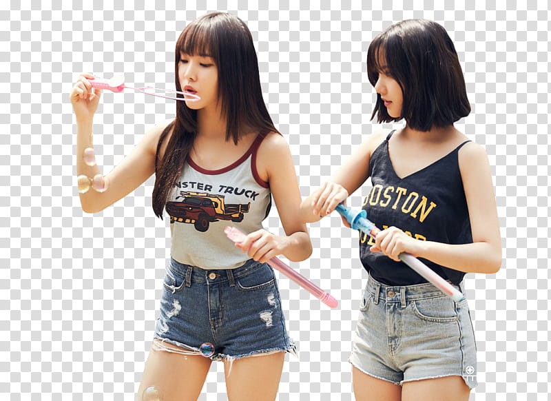 GFRIEND PARALLEL, two woman playing bubbles transparent background PNG clipart