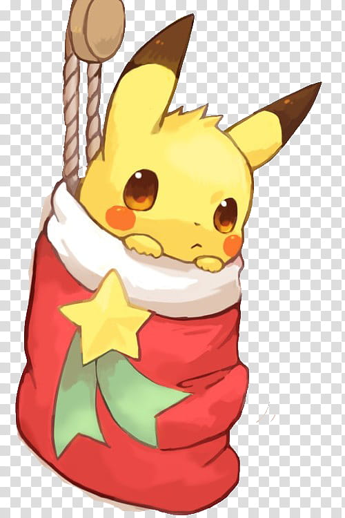 Pokemon Pikachu on santa sack transparent background PNG clipart
