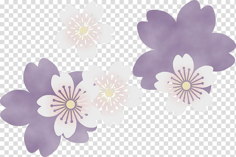 flower purple petal violet plant, Cherry Flower, Watercolor, Paint, Wet Ink, Lilac, Wildflower, Herbaceous Plant transparent background PNG clipart