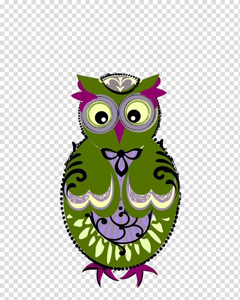 owl green purple cartoon bird, Bird Of Prey, Pink transparent background PNG clipart