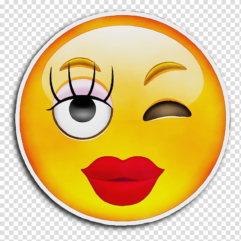 Happy Face Emoji Emoticon Smiley Woman Girl Wink Nose Yellow Transparent Background Png Clipart Hiclipart