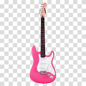 Mini , pink and white electric guitar transparent background PNG clipart