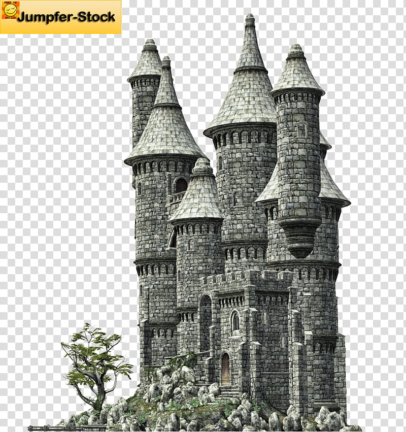 Fantasy Land , gray castle illustration transparent background PNG clipart