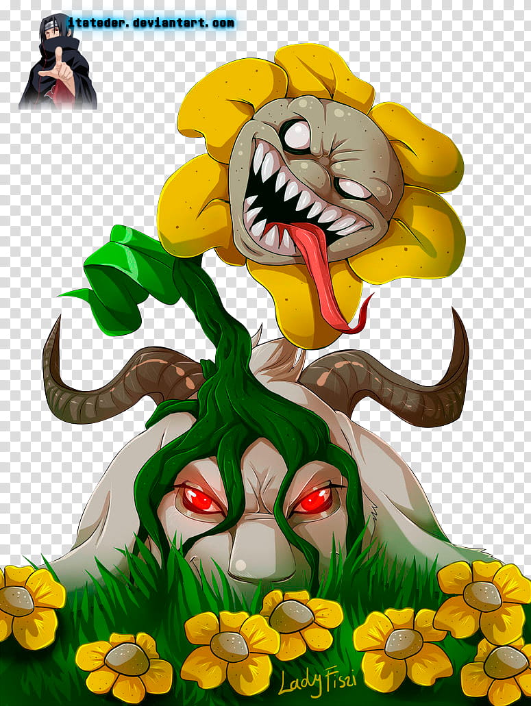 Undertale Asriel Dreemurr and Flowey Render transparent background PNG clipart