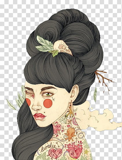 Tattoo Girls s, female with flower headdress and tattoos illustration transparent background PNG clipart