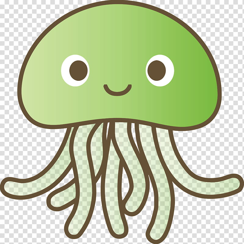 baby jellyfish jellyfish, Octopus, Green, Cartoon, Smile, Cnidaria transparent background PNG clipart