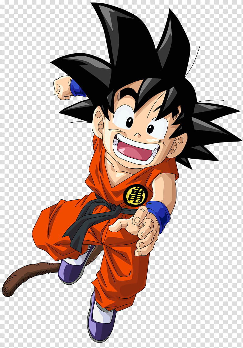 Kid Goku Render Extraction, smiling young Son Goku with tails transparent background PNG clipart