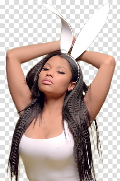Nicki Minaj Pills N Potions , woman waering white bunny headband transparent background PNG clipart
