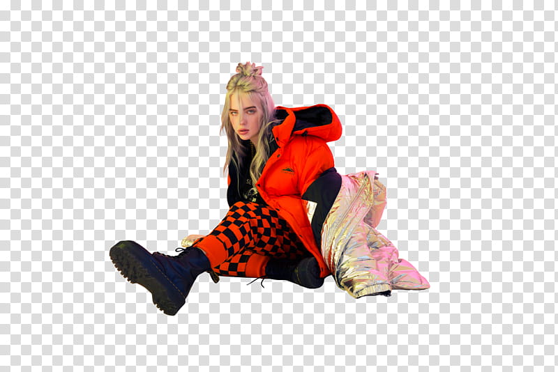 Billie Eilish, woman wearing red and black jacket transparent background PNG clipart