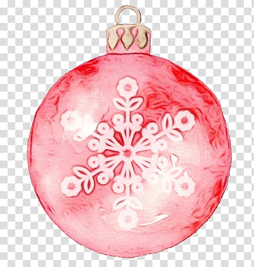 Christmas ornament, Watercolor, Paint, Wet Ink, Pink, Christmas Decoration, Holiday Ornament, Snowflake transparent background PNG clipart