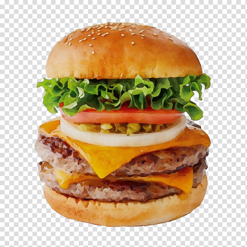 Junk Food, Watercolor, Paint, Wet Ink, Hamburger, Salisbury Steak, Freshness Burger, Takeout transparent background PNG clipart