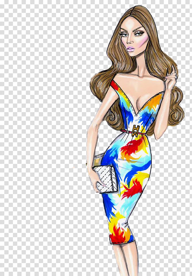 Dolls x Hayden Williams, woman wearing multicolored V-neck sleeveless dress painting art transparent background PNG clipart