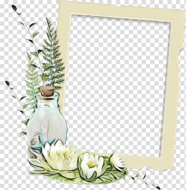 Watercolor Flowers Frame, Paint, Wet Ink, Floral Design, Frames, Cut Flowers, Vase, Rectangle transparent background PNG clipart