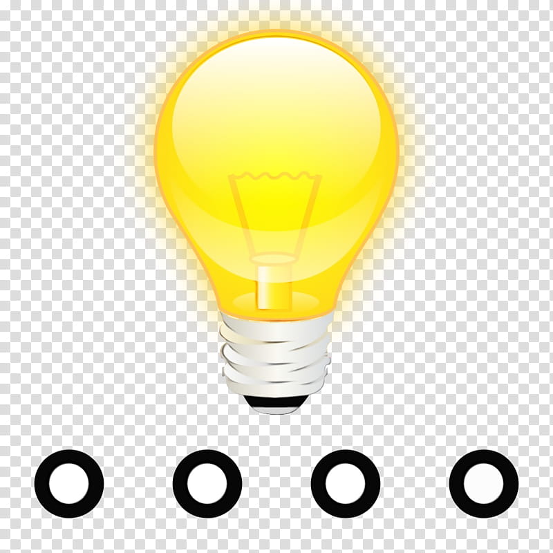 Light bulb, Watercolor, Paint, Wet Ink, Yellow, Lighting, Automotive Lighting, Compact Fluorescent Lamp transparent background PNG clipart