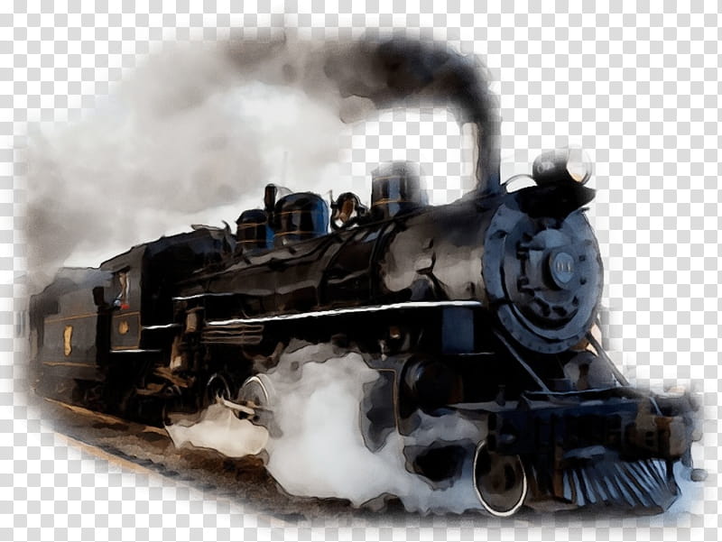 steam engine transport locomotive vehicle train, Watercolor, Paint, Wet Ink, Auto Part, Automotive Engine Part, Railway transparent background PNG clipart