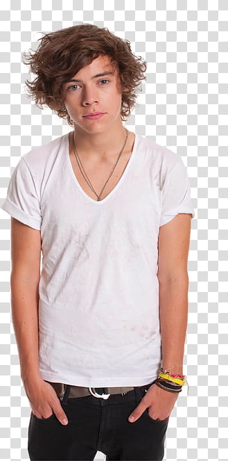 harry styles, standing One Direction member wearing white shirt transparent background PNG clipart