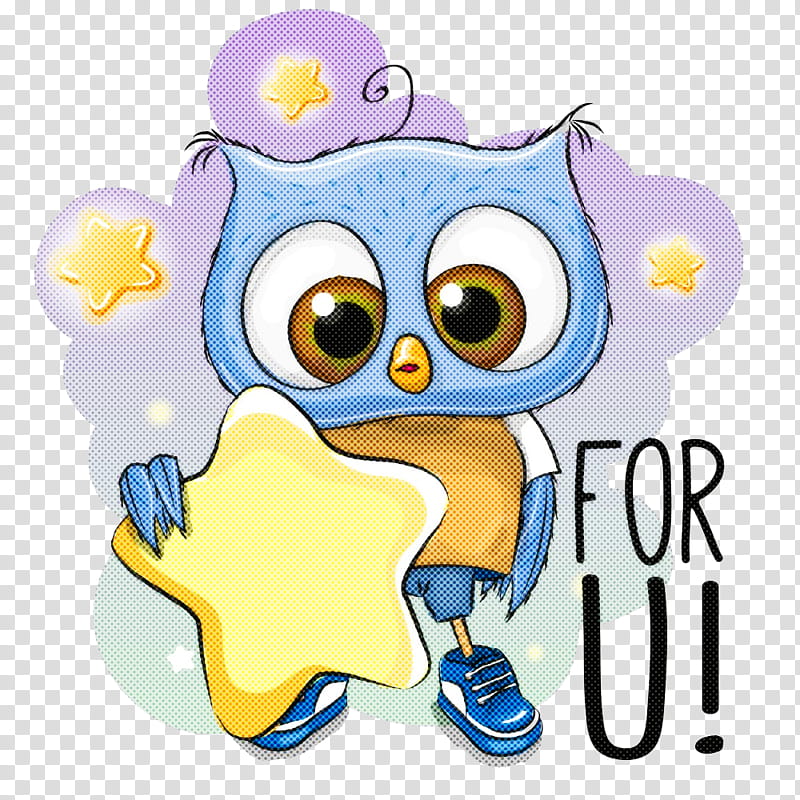 cartoon owl yellow sticker bird of prey, Cartoon transparent background PNG clipart