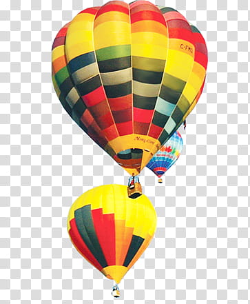 Let Fly S, three assorted-color hot air balloons art transparent background PNG clipart