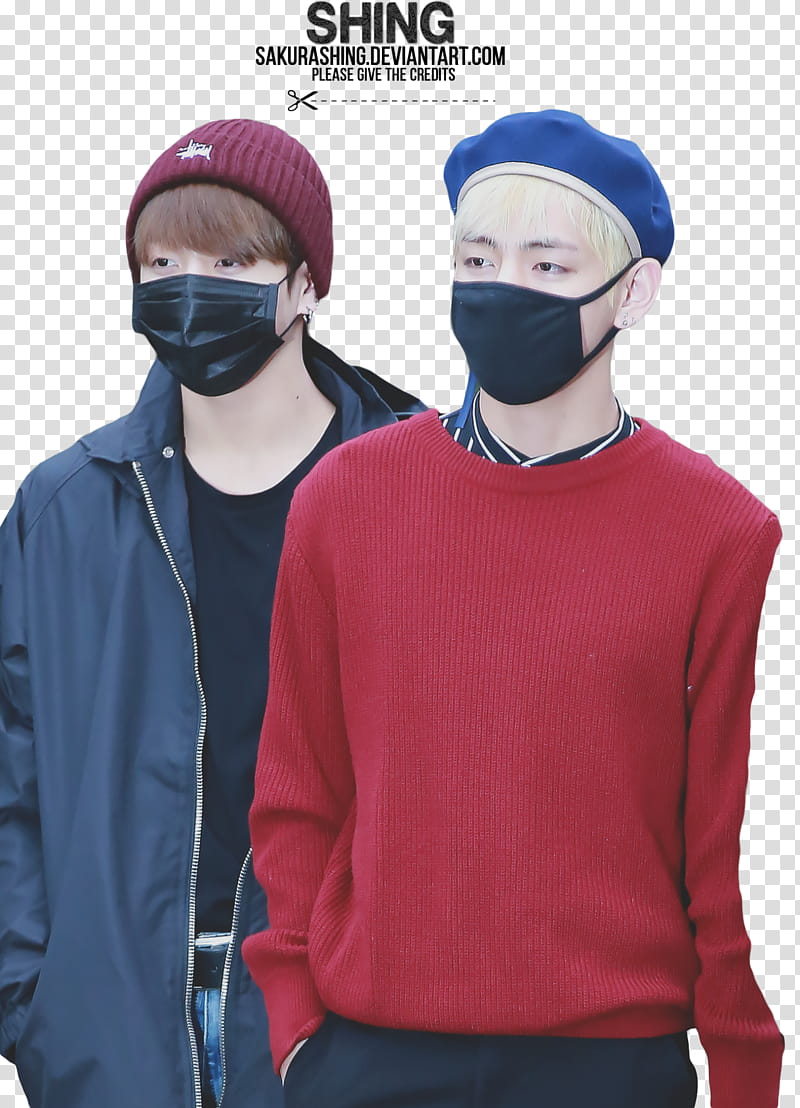 SPECIAL TAEKOOK, two men wearing mouth masks transparent background PNG clipart