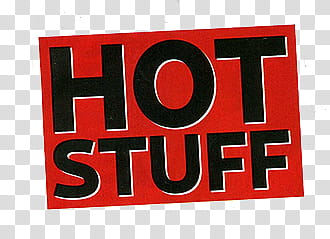 red and black hot stuff text transparent background PNG clipart