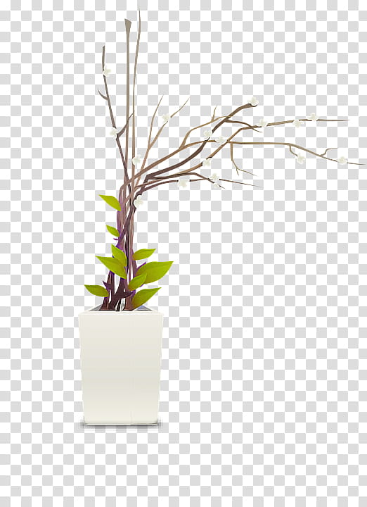 flowerpot twig branch flower plant, Houseplant, Grass Family, Tree, Ikebana transparent background PNG clipart