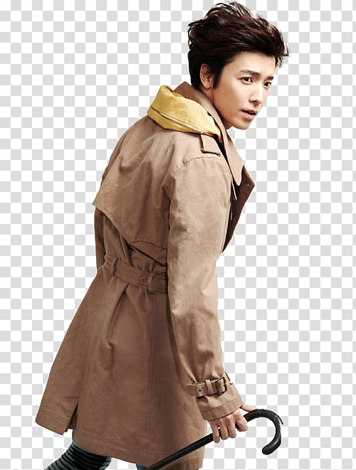 DongHae from magazine cutting, man standing holding umbrella transparent background PNG clipart