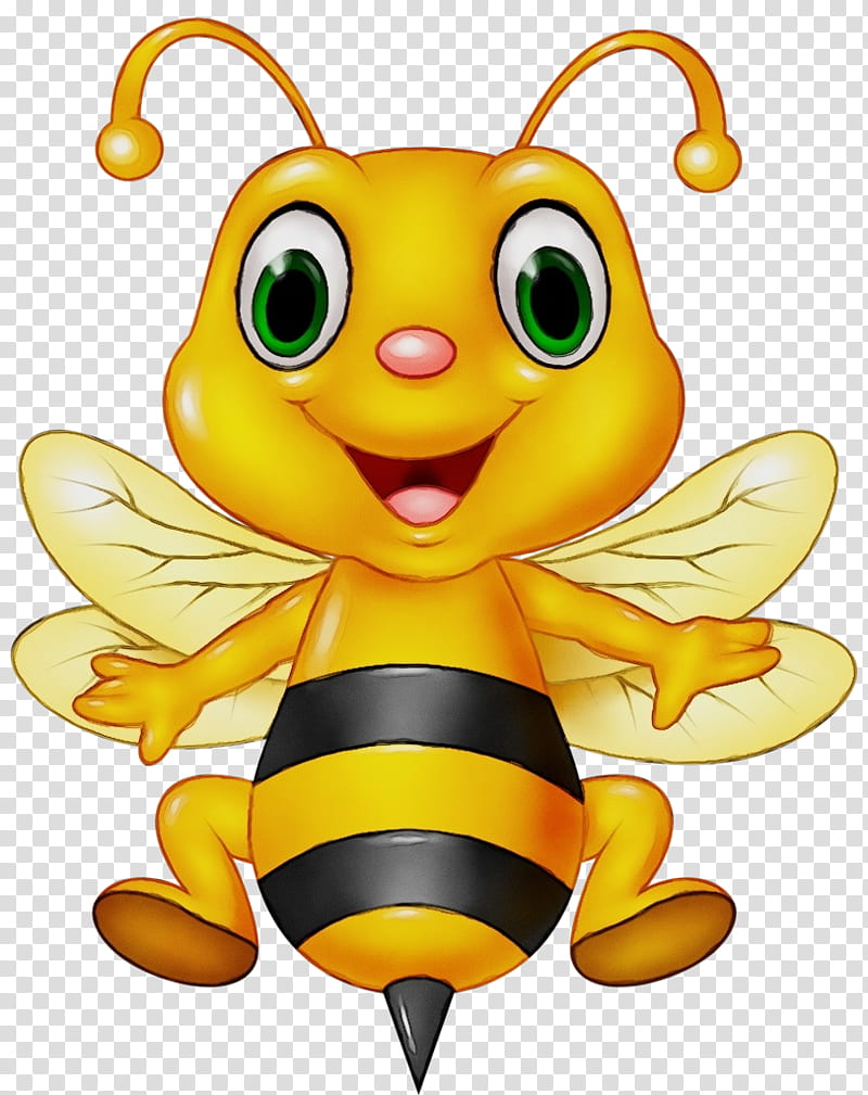Watercolor Drawing, Paint, Wet Ink, Bee, Honey Bee, Cartoon, Queen Bee, Royaltyfree transparent background PNG clipart