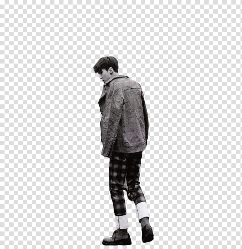 Sehun EXODUS Concept, man in gray jacket about to walk transparent background PNG clipart