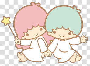 Iconos Little Twin Stars, two male and female angels transparent background PNG clipart