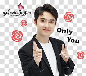 EXO LINE Stickers, man pointing fingers in black suit jacket transparent background PNG clipart