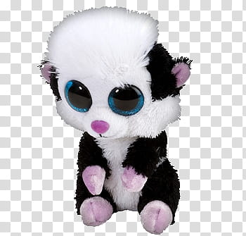 white and black coated plush toy transparent background PNG clipart