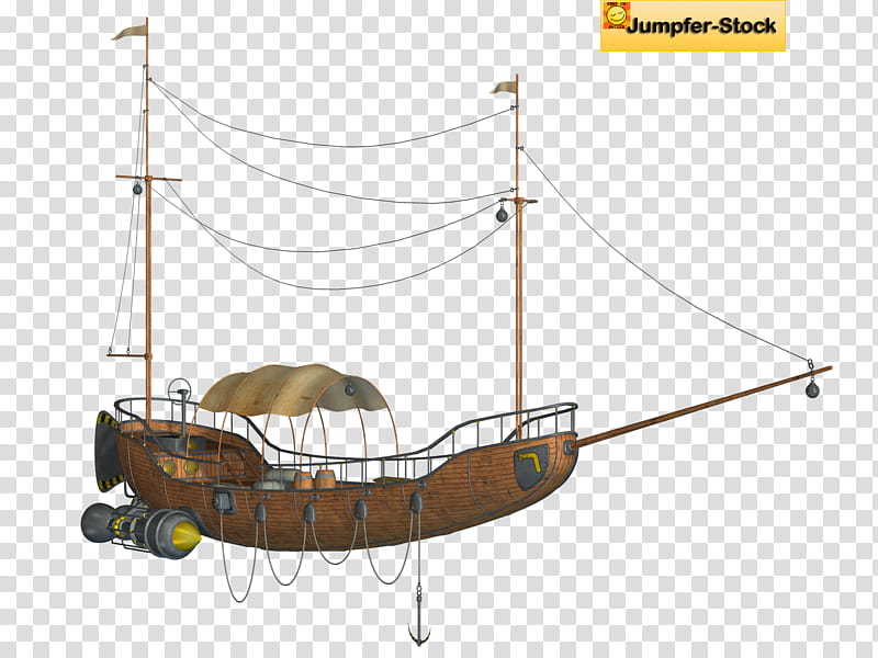 Fantasy Flying Machines , brown sailboat art transparent background PNG clipart