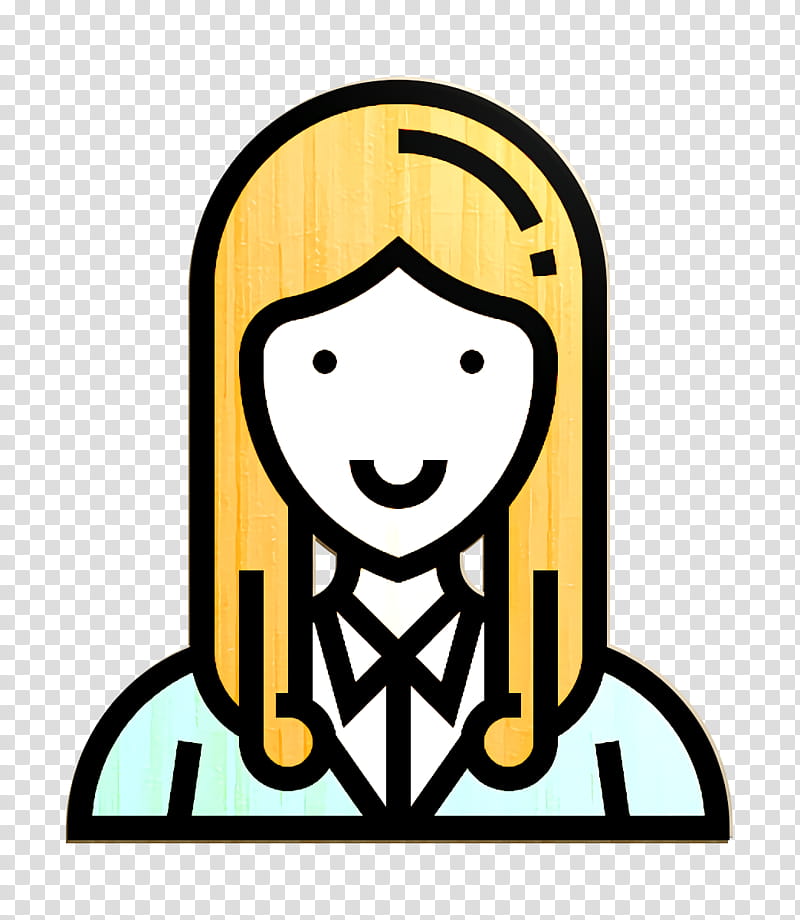 Careers Women icon Girl icon Manager icon, Yellow, Line, Smile transparent background PNG clipart