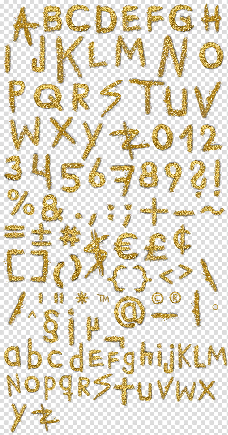 Kesha Cannibal Logos, gold glitter alphabet and numbers transparent background PNG clipart
