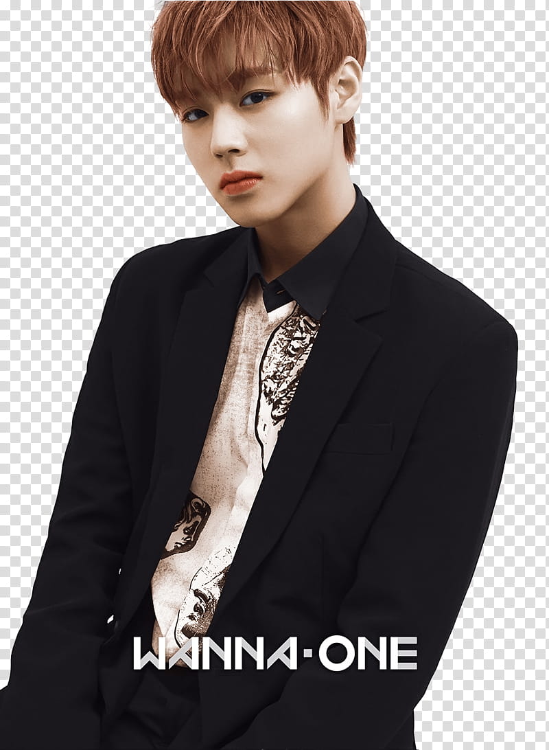 WANNA ONE P, man wearing black suit jacket transparent background PNG clipart