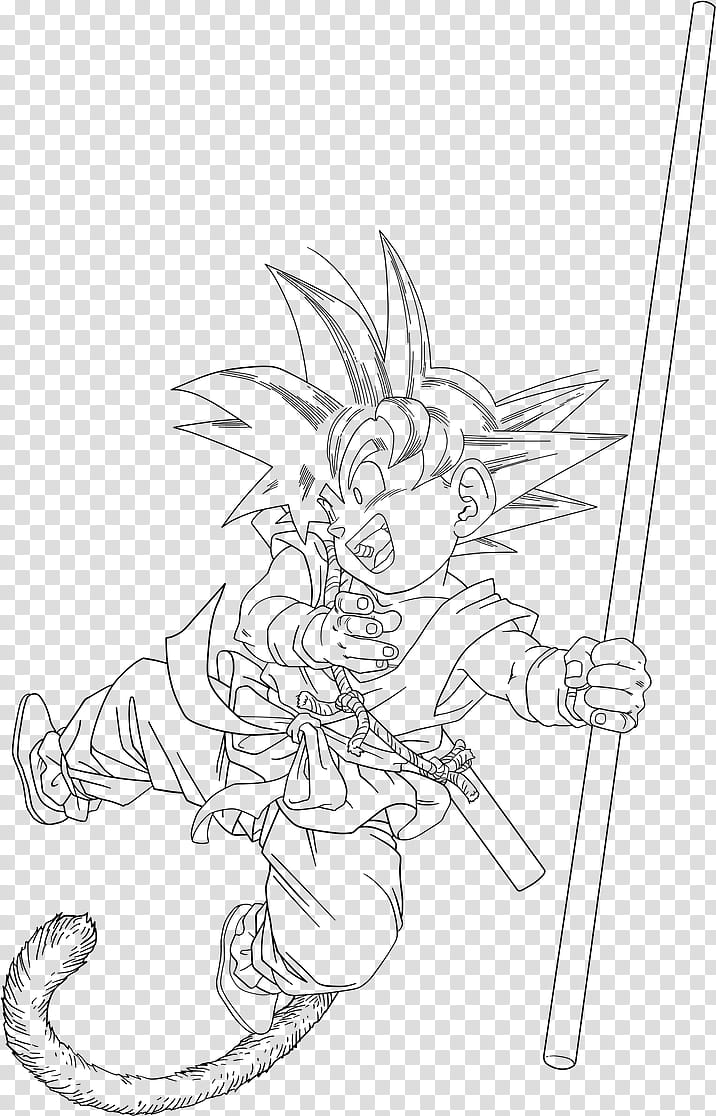 Dragon Ball, kid Goku , Daizenshu , lineart transparent background PNG clipart