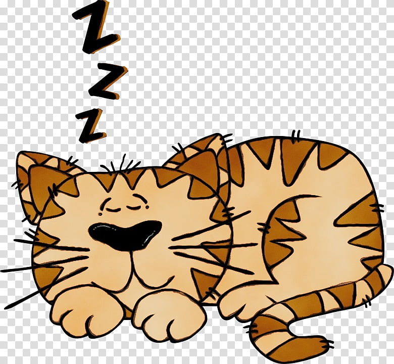 Cat Sleep Cartoon Silhouette Line art, Watercolor, Paint, Wet Ink, Drawing, Nap, Snout, Wildlife transparent background PNG clipart