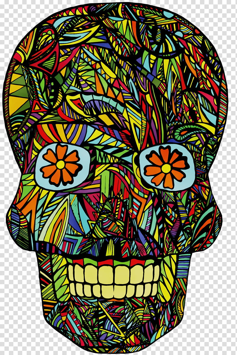 psychedelic art visual arts glass skull modern art, Watercolor, Paint, Wet Ink transparent background PNG clipart