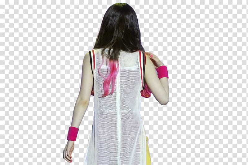 Red Velvet, woman wearing white sheer top showing back transparent background PNG clipart