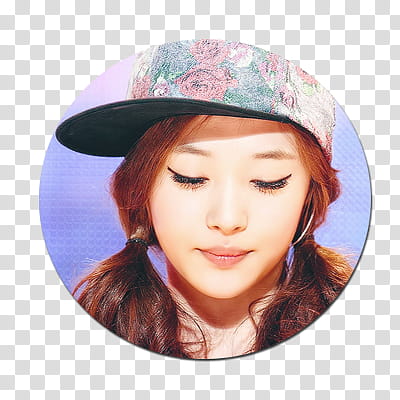 circulos KPOP, woman wearing red and blue floral flat-brimmed cap transparent background PNG clipart