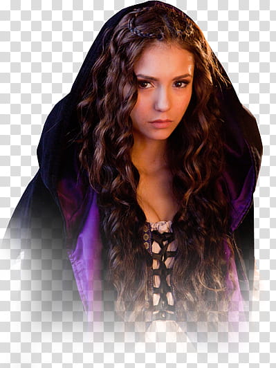 Nina Dobrev, women's black and purple coat transparent background PNG clipart