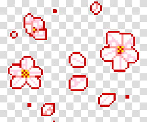 Pixel , white and red flower animated transparent background PNG clipart