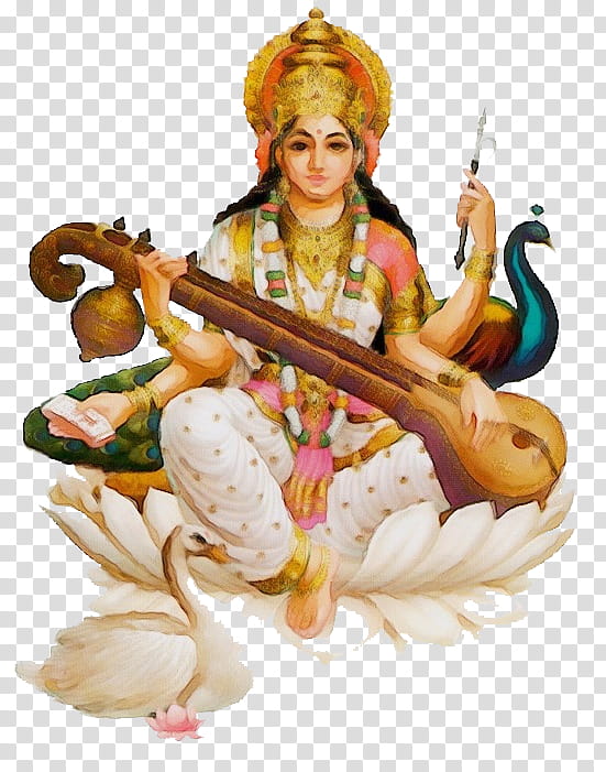 indian musical instruments musical instrument veena statue, Watercolor, Paint, Wet Ink transparent background PNG clipart