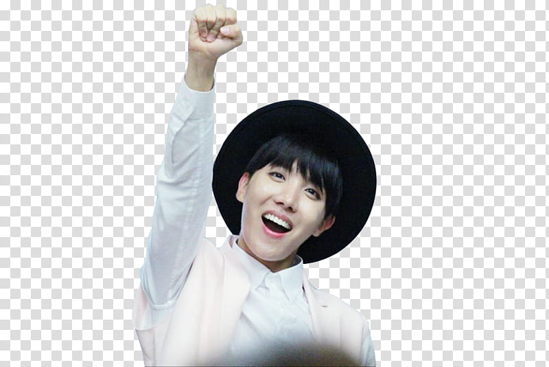 JHOPE BTS, man in white button-up shirt and black hat transparent background PNG clipart